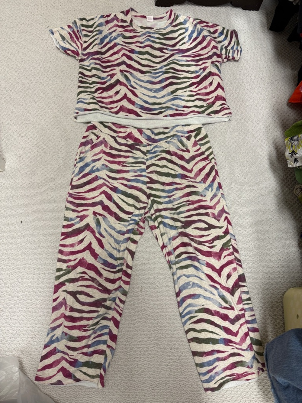 Women’s Zebra-Stripe Pajama Set / Loungewear in Multi-Color